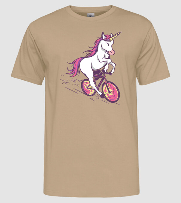 unicorn cu bicicletă model nisipiu pe tricou