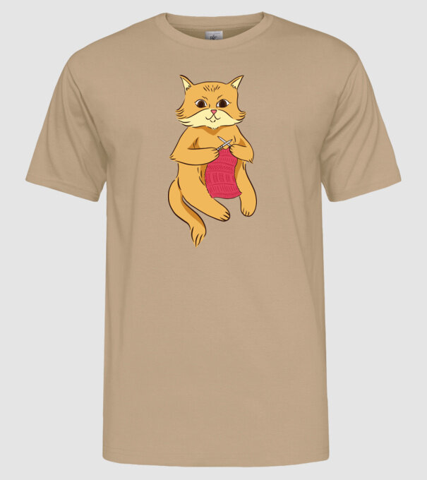 Pisică croșetând model nisipiu pe tricou
