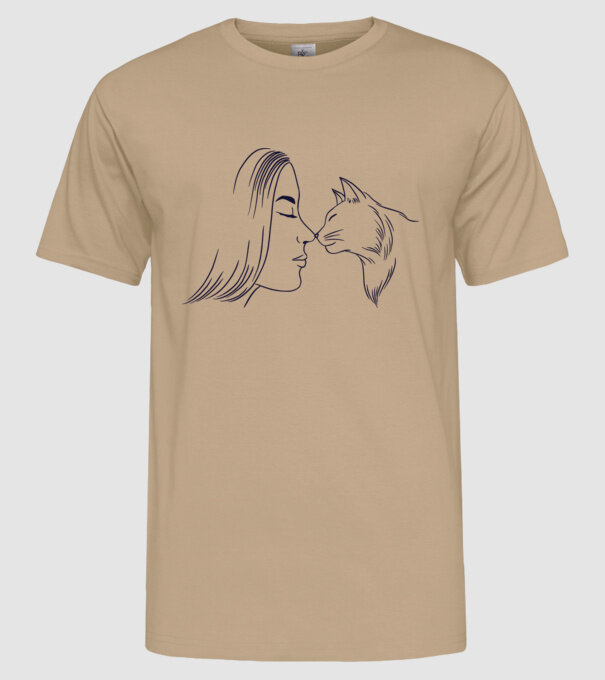 Dragoste Pisică model nisipiu pe tricou