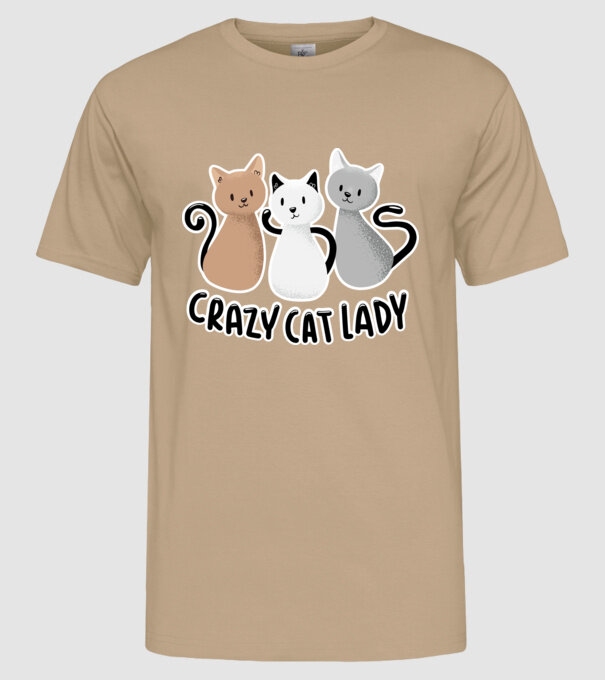 Crazy Cat Lady - fată nebună cu pisică model nisipiu pe tricou