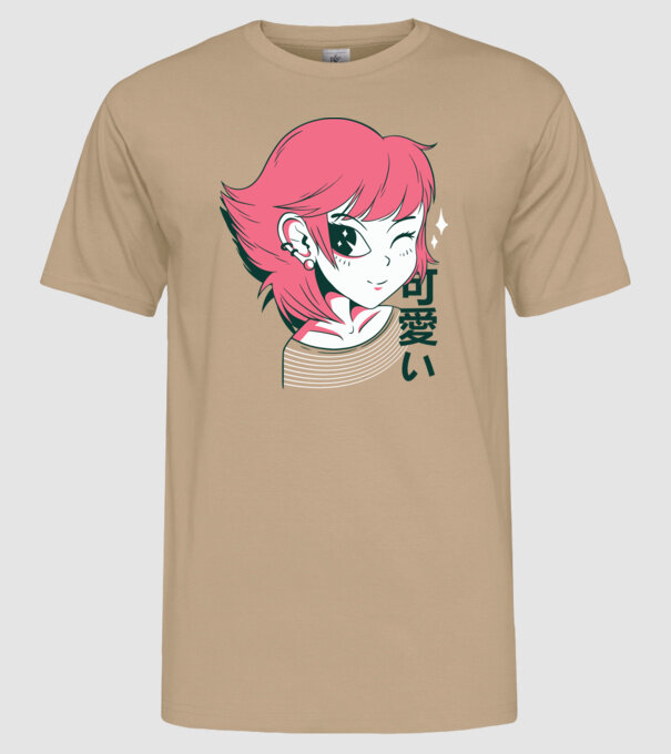 Fată drăguță Anime model nisipiu pe tricou