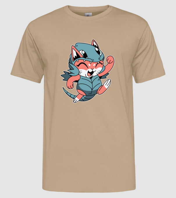 Pisicuță drăguță în costum de dragon model nisipiu pe tricou