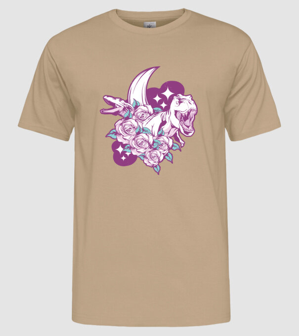 Dinozaur cu trandafiri model nisipiu pe tricou