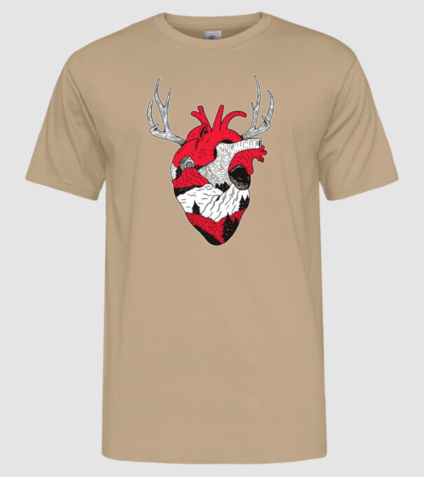 Inimă pădure model nisipiu pe tricou