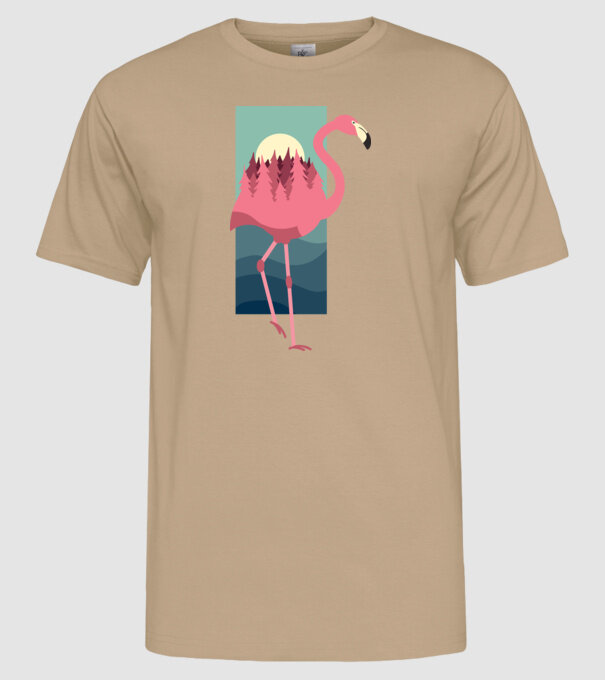 Flamingo Design model nisipiu pe tricou
