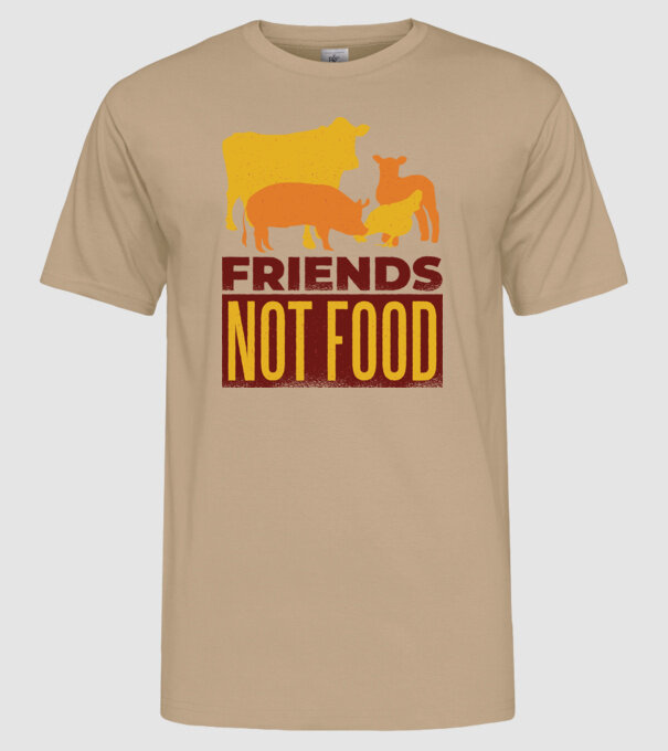 Friends not Food Vegán model nisipiu pe tricou