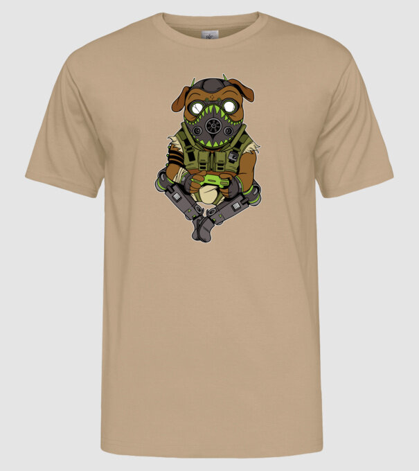 Mops Gamer model nisipiu pe tricou