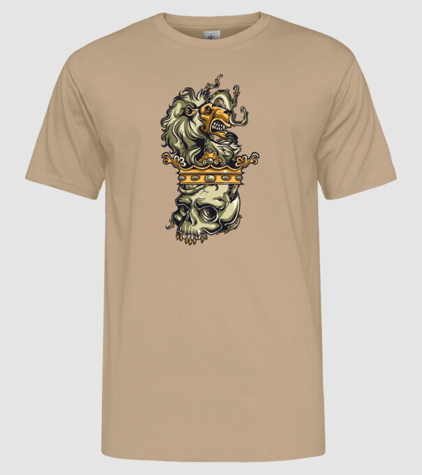 Half Lion Half Skull model nisipiu pe tricou