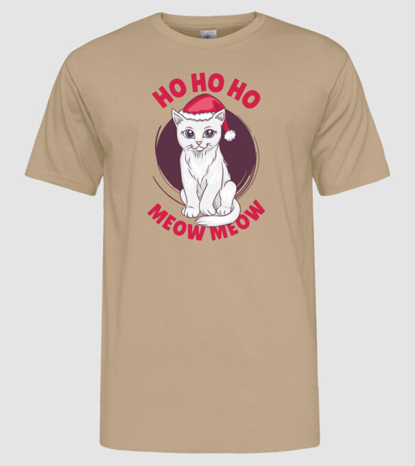 Ho Ho Ho Ho Ho Ho Ho Meow Meow Crăciun cu pisică model nisipiu pe tricou