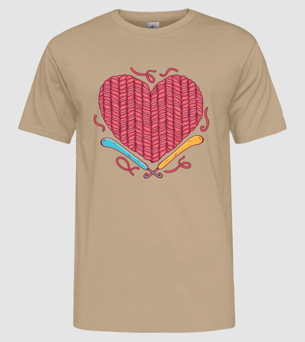Croșetat inimă model nisipiu pe tricou
