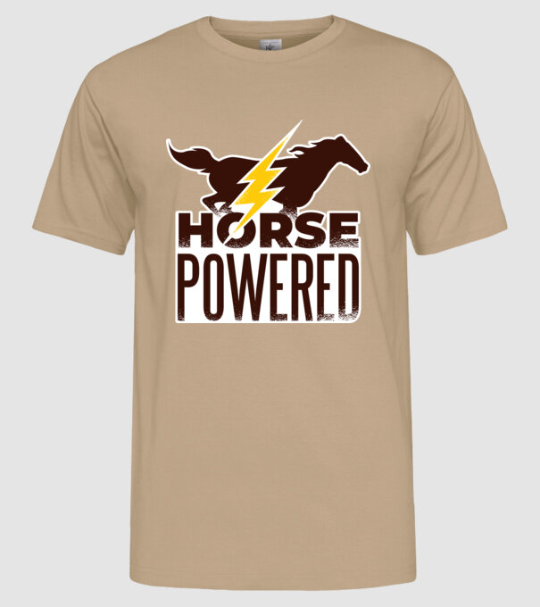 Horse Powered Cal-putere tricou călăreț model nisipiu pe tricou