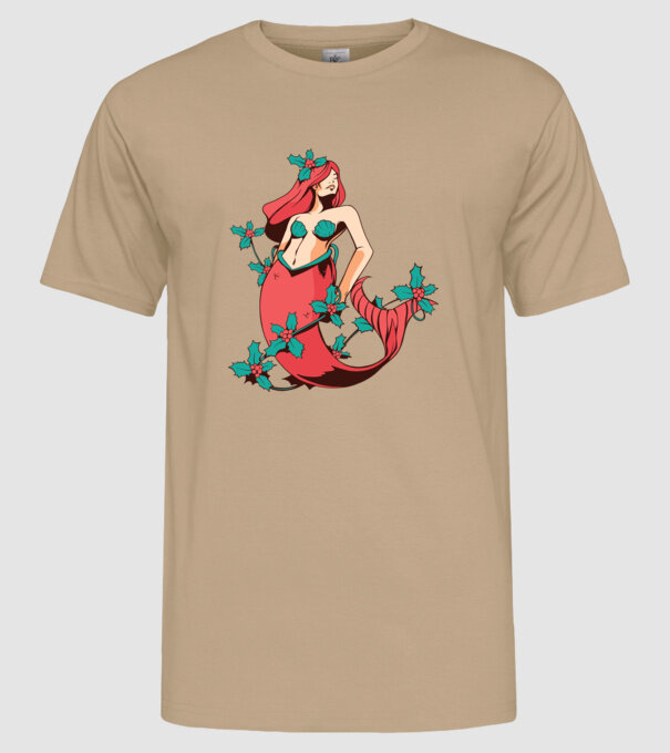 Sirenă de Crăciun model nisipiu pe tricou