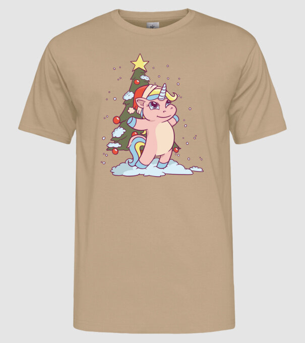 Unicorn de Crăciun model nisipiu pe tricou