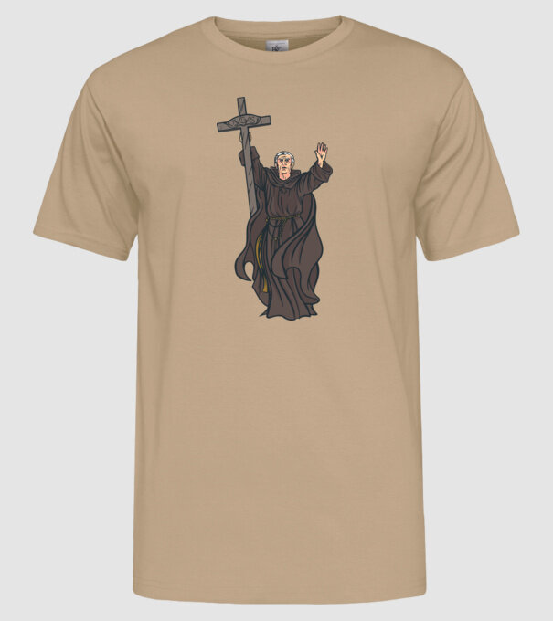 Călugăr creștin model nisipiu pe tricou