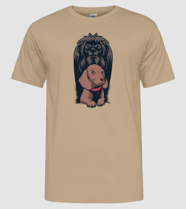 Cățeluș Leu cu umbră model nisipiu pe tricou