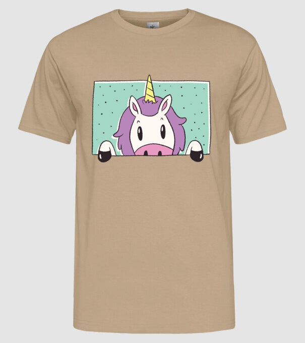 Unicorn curios model nisipiu pe tricou