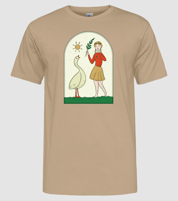 Poveste cu fata și gâsca model nisipiu pe tricou