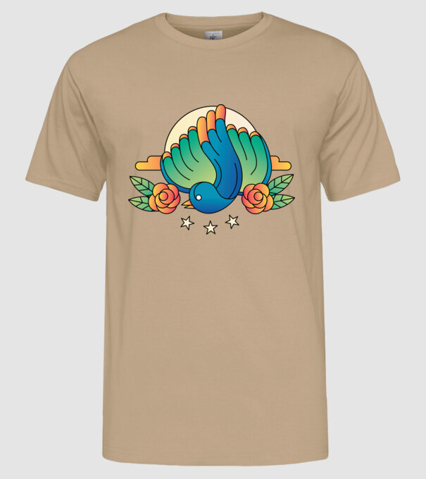 Motiv Pasăre model nisipiu pe tricou