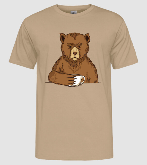 Urs cu cafea model nisipiu pe tricou
