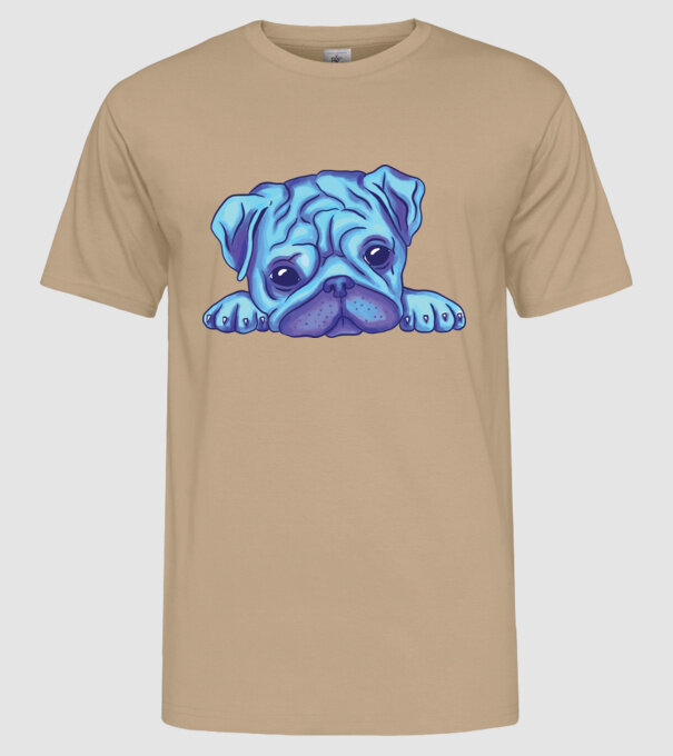Cap de Mops acuarelă model nisipiu pe tricou