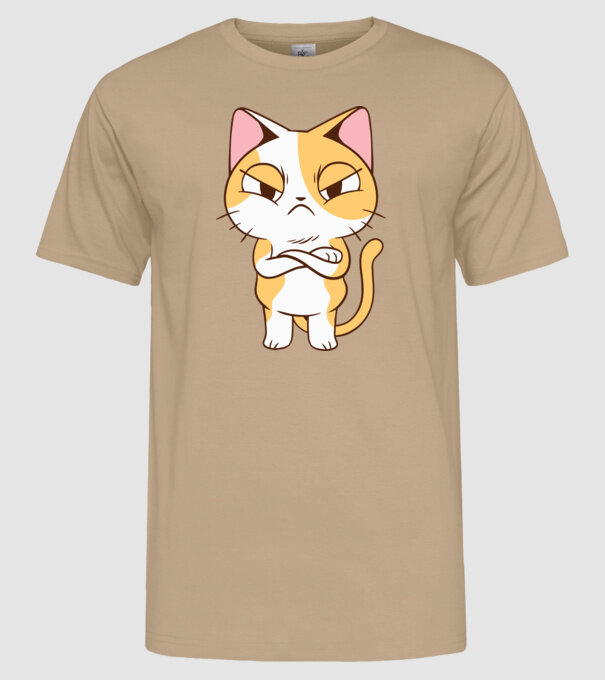 Pisică supărată model nisipiu pe tricou