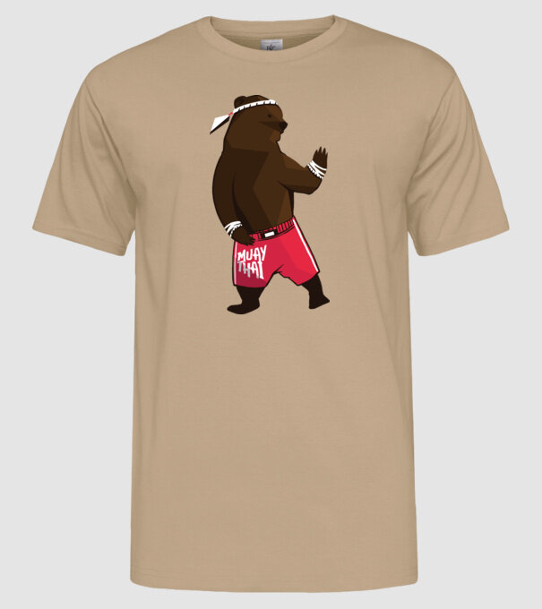 Urs Muay Thai model nisipiu pe tricou