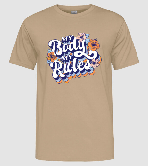 My Body My Rules model nisipiu pe tricou