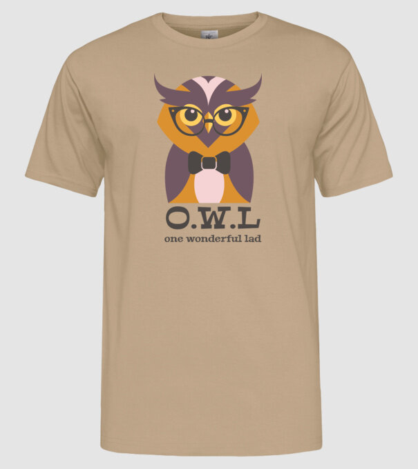 OWL - One wonderful Lad model nisipiu pe tricou