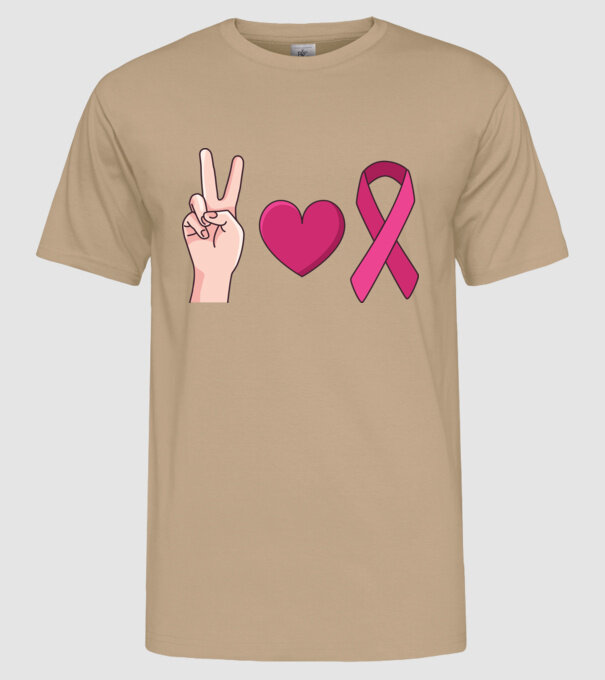 Peace Love lupta împotriva cancerului de sân model nisipiu pe tricou