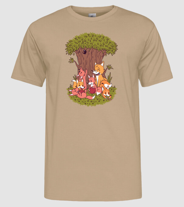 Familie Vulpe model nisipiu pe tricou