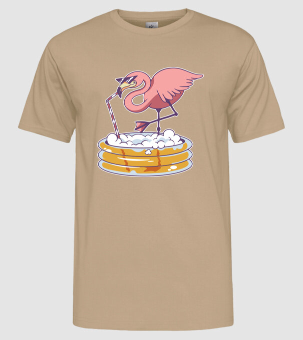 Flamingo cu bere model nisipiu pe tricou