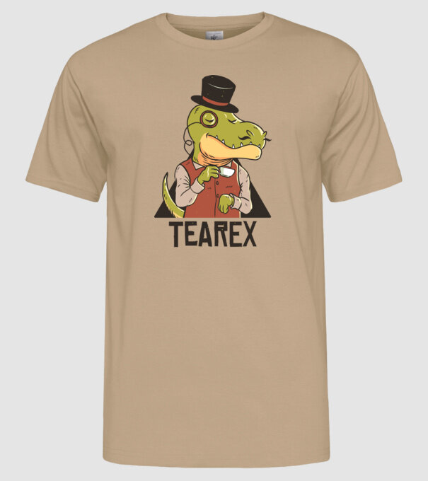 Tea Rex dinozaur cu ceai model nisipiu pe tricou
