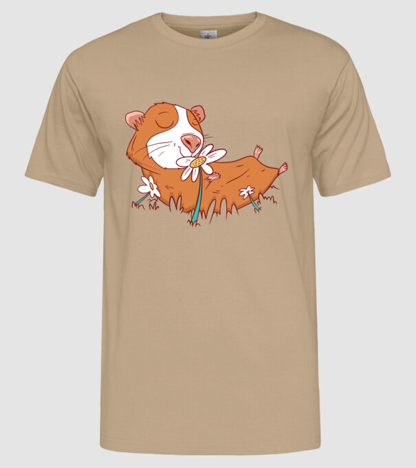 Porcușor de Guineea pe câmp model nisipiu pe tricou