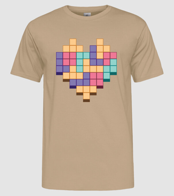 Inimă Tetris model nisipiu pe tricou