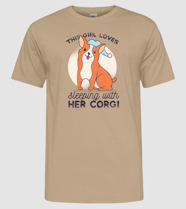 This Girl Loves sleeping with her Corgi model nisipiu pe tricou