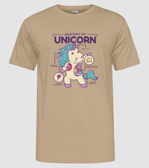 Unicorn Anatomie model nisipiu pe tricou