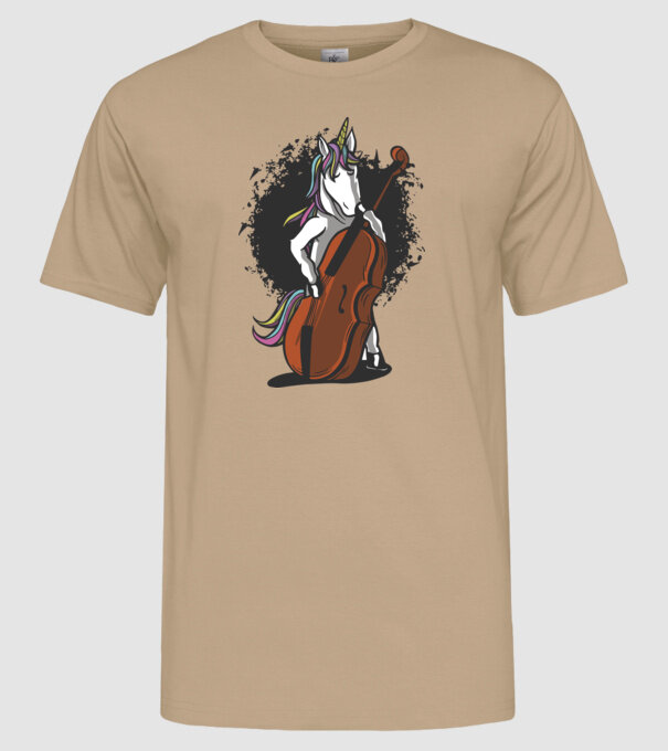 Unicorn cu violoncel model nisipiu pe tricou