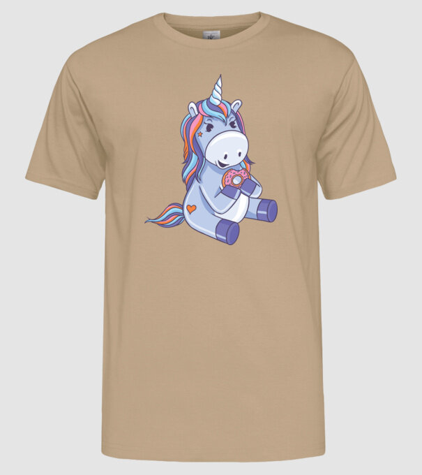 Unicorn cu gogoașă model nisipiu pe tricou