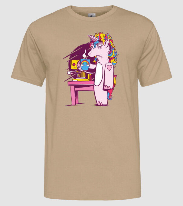 Unicorn Cafea model nisipiu pe tricou