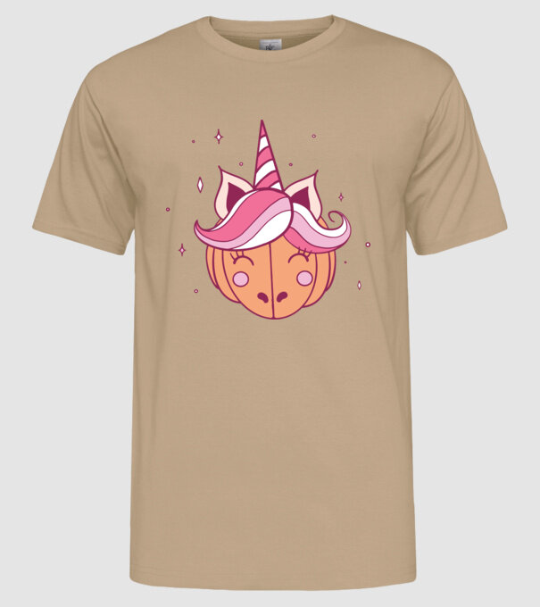 Unicorn Dovleac model nisipiu pe tricou