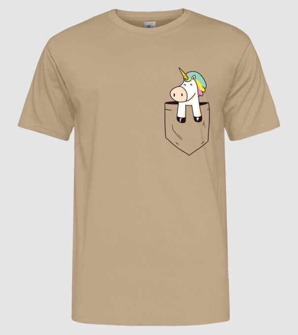 Unicorn Buzunar model nisipiu pe tricou