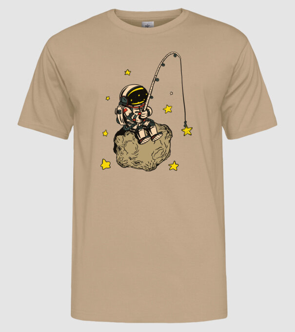 Pescar Astronaut model nisipiu pe tricou