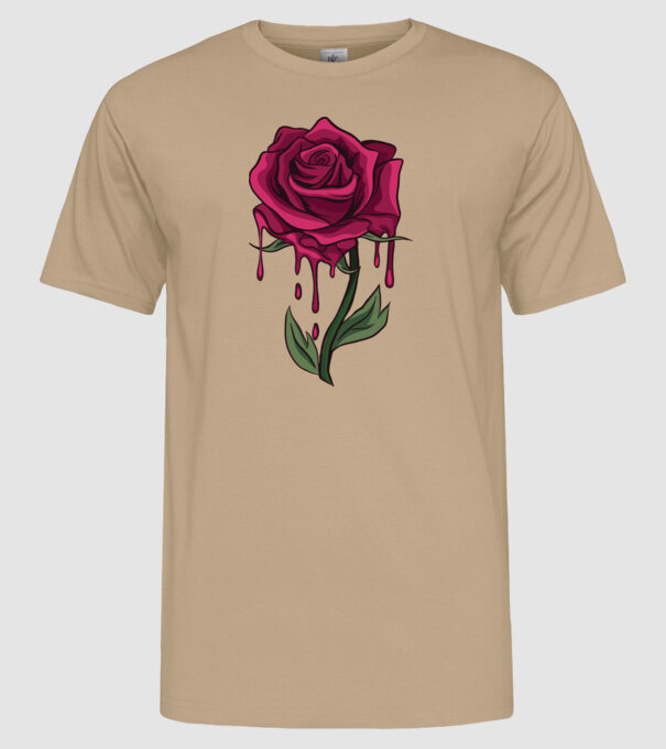Trandafir sângerând model nisipiu pe tricou