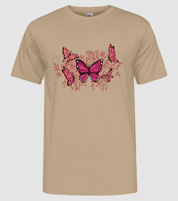 Fluturi cu flori model nisipiu pe tricou