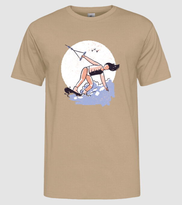 Fată cu Wakeboard model nisipiu pe tricou