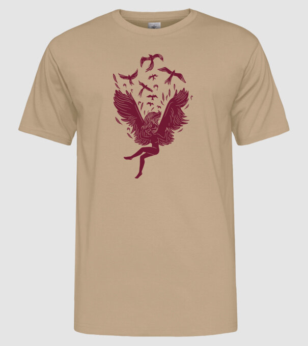 Îngerul care cade model nisipiu pe tricou