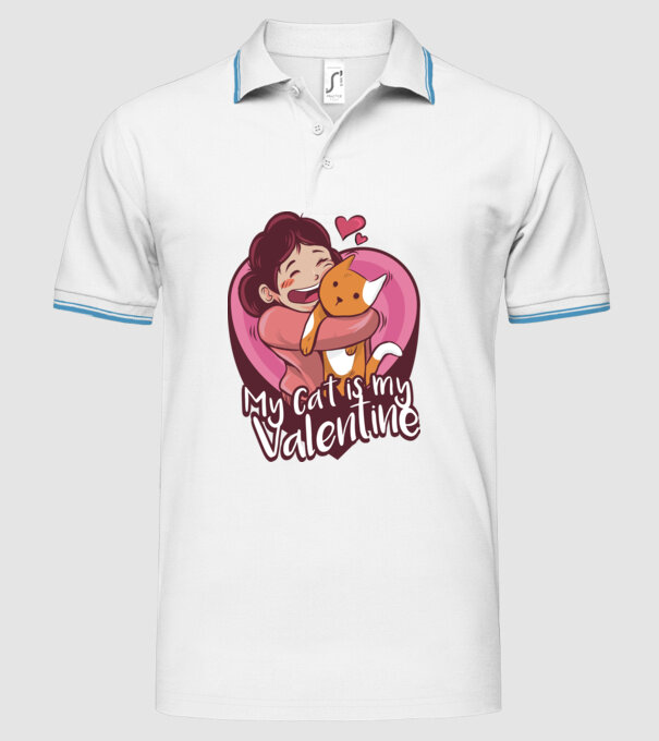 'Pisica mea este dragostea mea Tricou drăguț pentru Valentine''s Day' model alb pe tricou