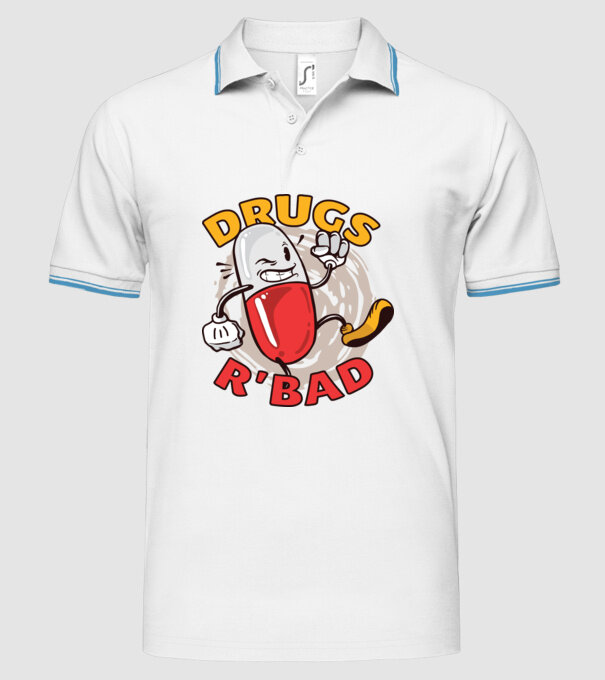 Drogurile sunt rele model alb pe tricou