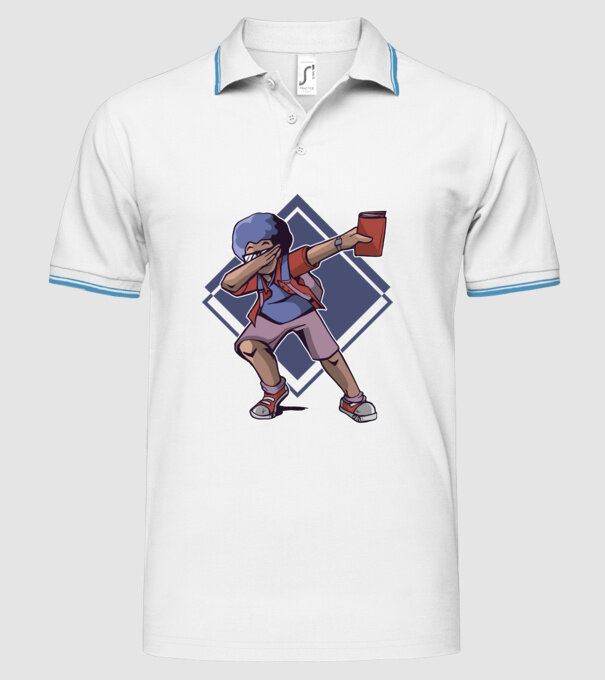 Student afro model alb pe tricou