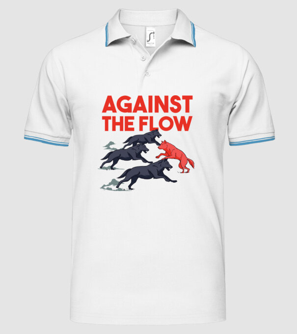 Against the flow - Împotriva curentului model alb pe tricou